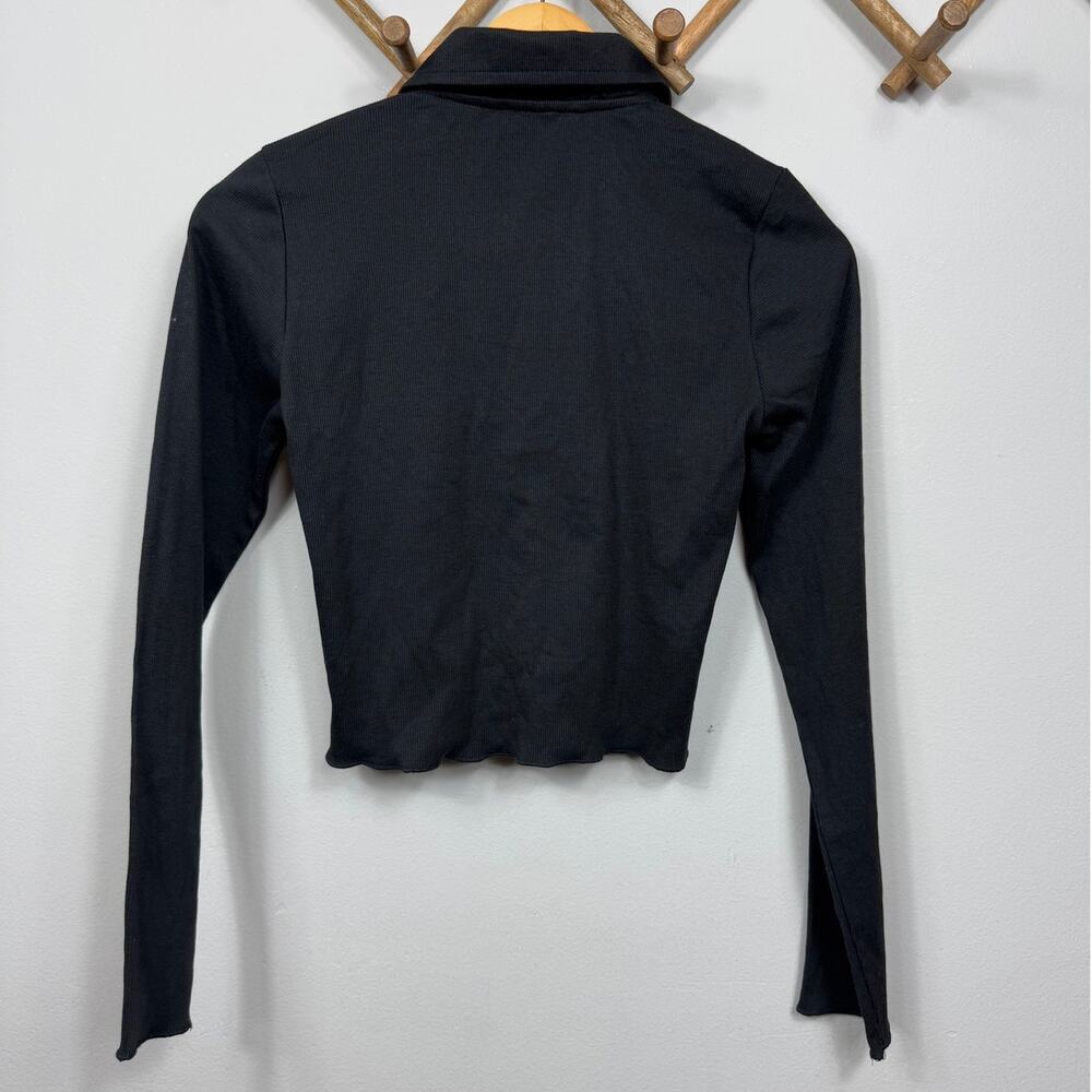 Fct Basics Long Sleeve Collared Cropped Top Women's Size L - Picture 2 of 7